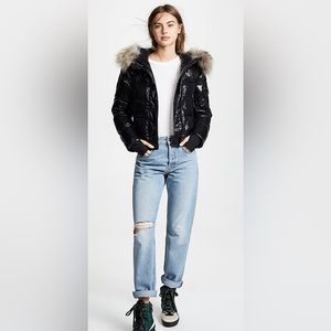 SAM. Skyler Short Down Jacket w/ Fur, Jet Black, Small — Style # SAMAA30156